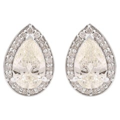 2.32 Carat SI Clarity HI Color Solitaire Pear Diamond Earrings 14k White Gold