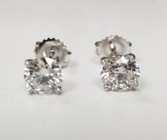 2.32 Carat Studs 2 Brilliant Cut Diamonds, Color "G-H", Clarity SI2 Set in 14k