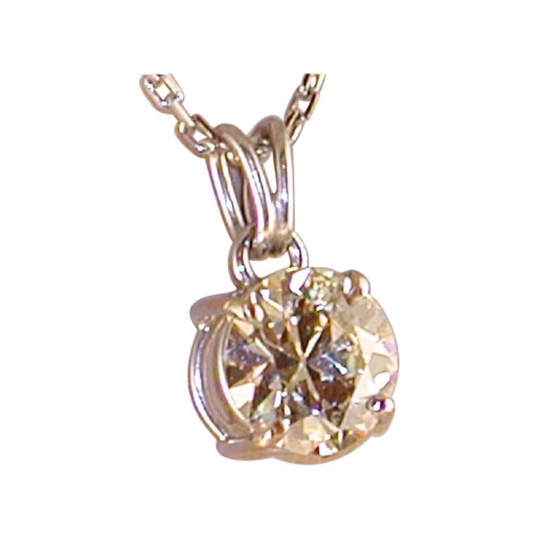 2.32 Carat White Gold Necklace Diamond Solitaire Pendant For Sale