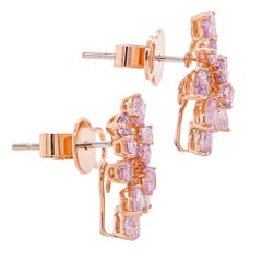 2.32 Carats Intense Pink Diamond Cluster Stud Earring 18K