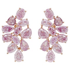 2.32 Carats Intense Pink Diamond Cluster Stud Earring 18K