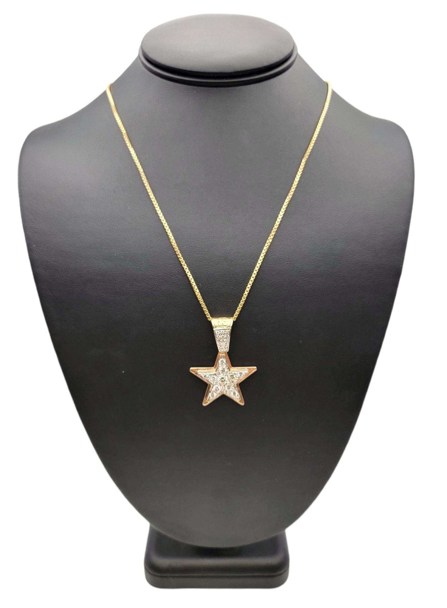 2.32 Carats Total Round Diamond Star Pendant in 14 Karat Yellow and White Gold In Good Condition For Sale In Scottsdale, AZ