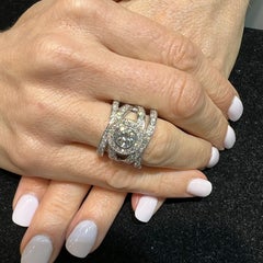 2.32 CTW Round Brilliant Diamond Bezel 14K White Gold Wide Crossover Band Ring
