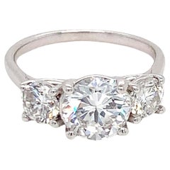 2.32 CTW Three-Stone Natural Diamond 14k White Gold Engagement Ring VS2 G