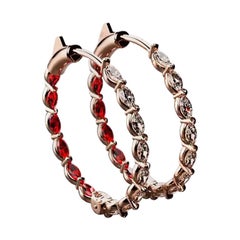 2.32 Tw Marquee Diamonds and Natural Rubies, 18 k Pink Gold