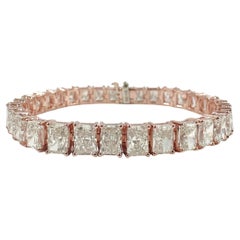 Pulsera de tenis con diamantes talla radiante de 23,20 quilates en oro rosa de 14 quilates