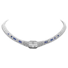 23.21 Carat Sapphire and Diamond White Gold Necklace