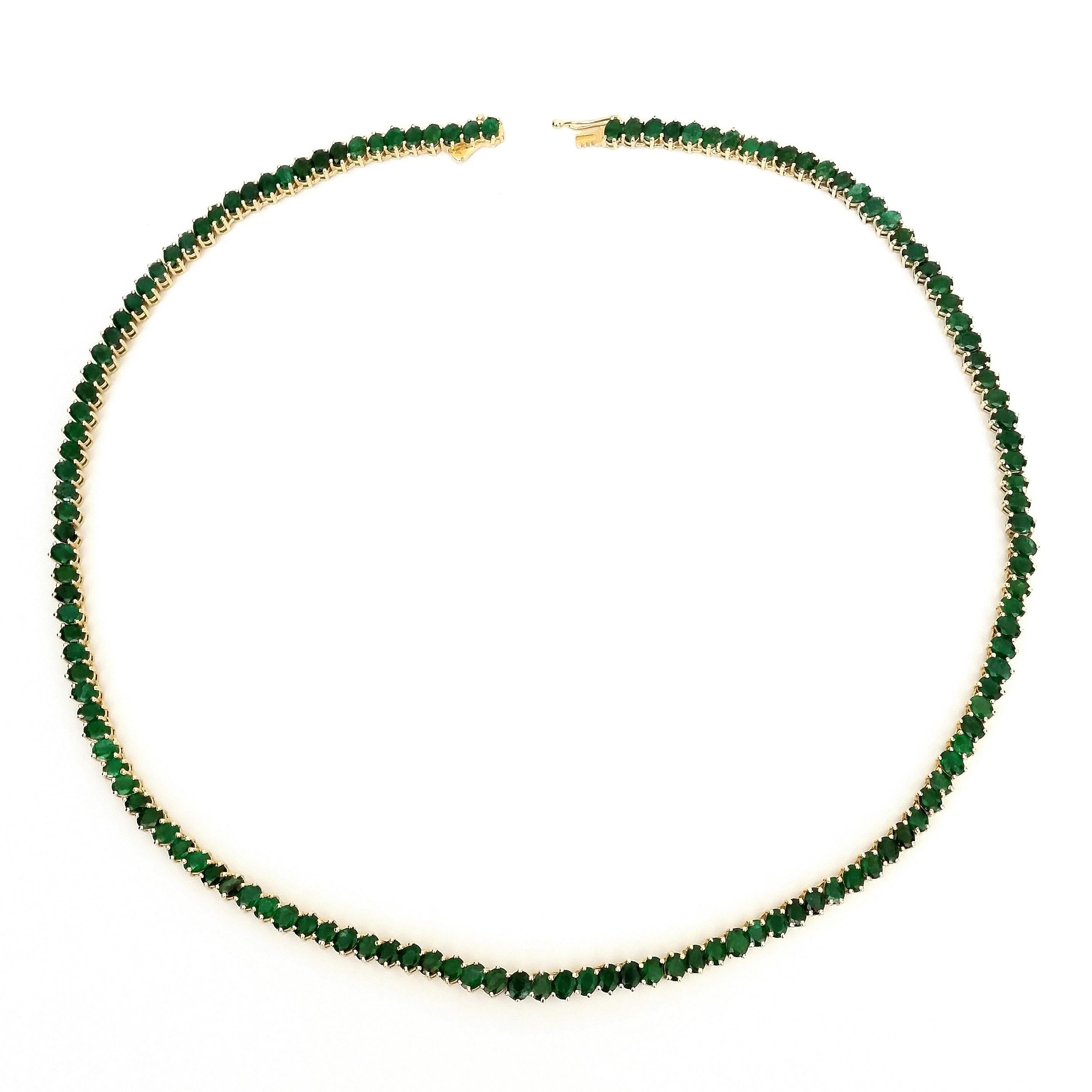 NO RESERVE IGI zertifiziert 23,21ct Smaragd-Halskette 14K Gelbgold  Damen im Angebot
