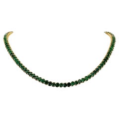 IGI Certified 23.21ct Emerald Necklace 14K Yellow Gold