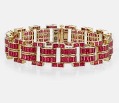 23.24 Carat Burma Ruby No Heat Ruby Bracelet In 18 Karat White Gold