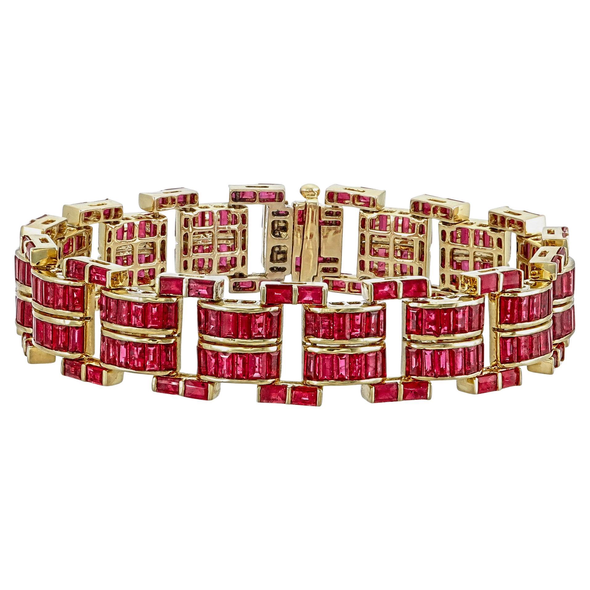 23,24 Karat Burma Rubin No Heat Rubin Armband in 18 Karat Weißgold