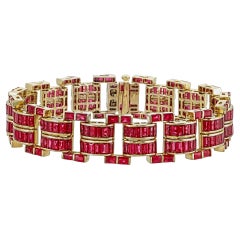 23.24 Carat Burma Ruby No Heat Ruby Bracelet In 18 Karat White Gold