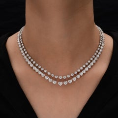 23.26CT Natural Diamond SI/H Pavé Graduated Collar Bridal Necklace 14K Gold HRD