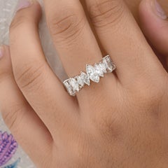 2.32Ct Real SI/H Diamond Half Eternity Wedding Band Ring 14 Karat White Gold