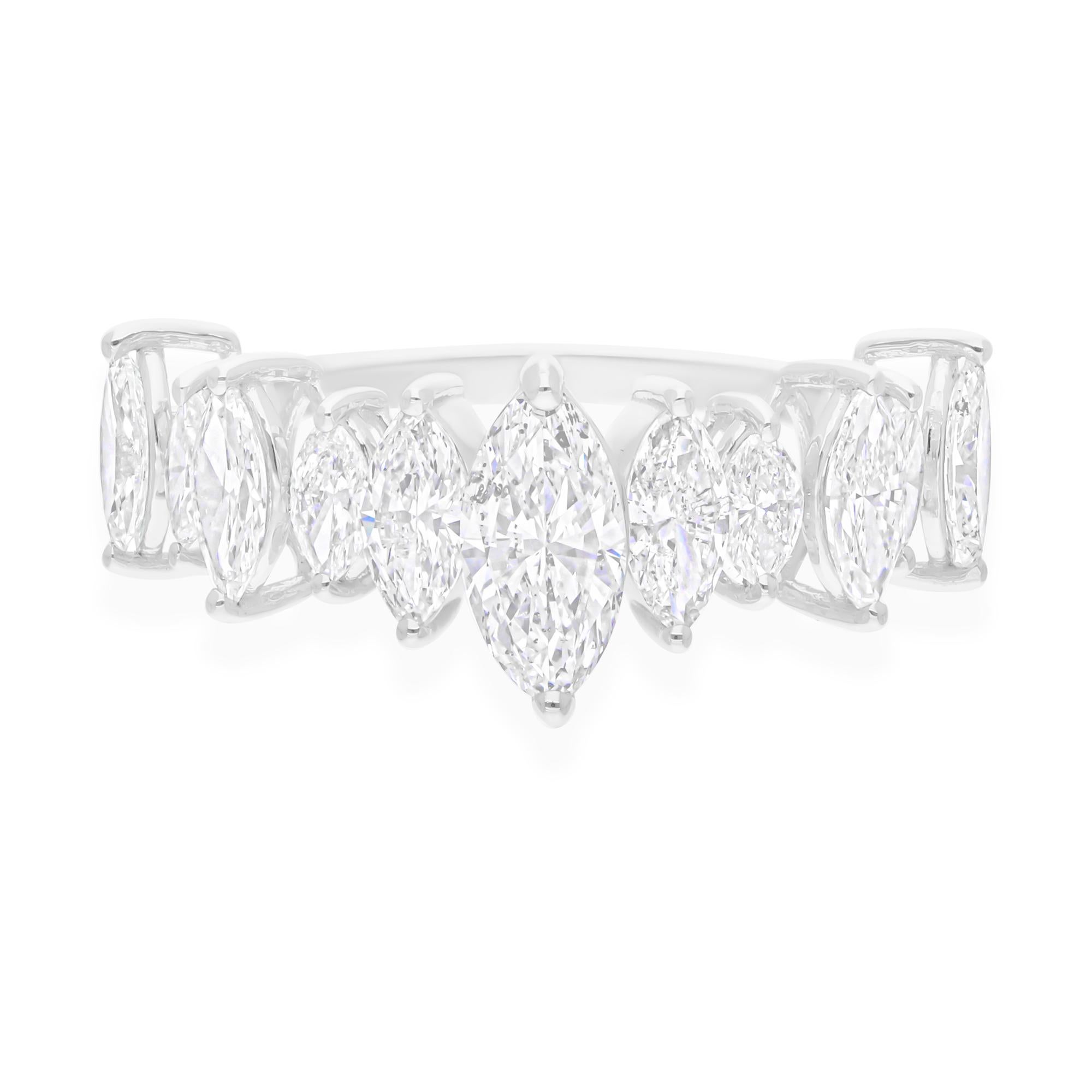 For Sale:  2.32ct Natural SI/H Diamond Half Eternity Engagement Band Ring 18k White Gold 4
