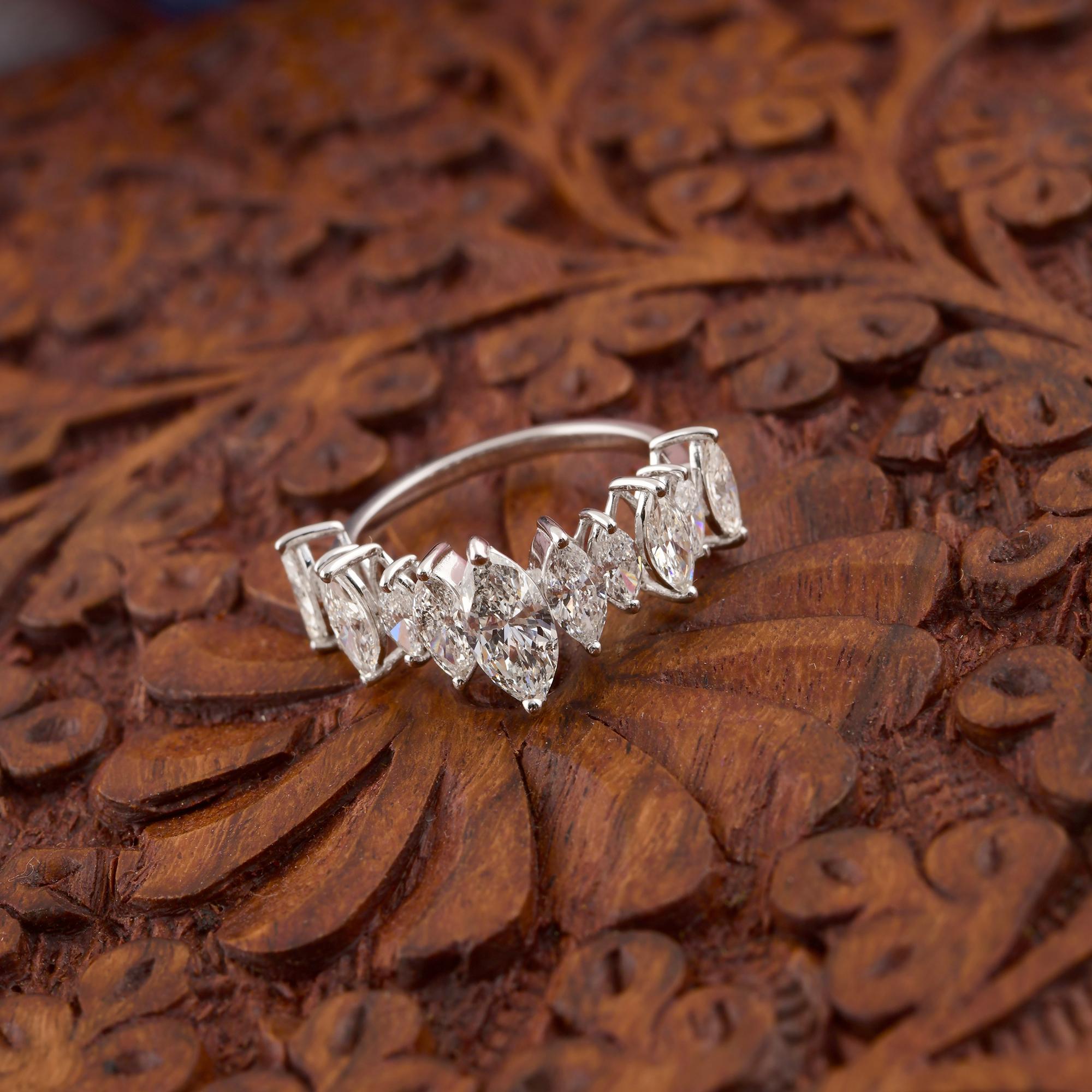 For Sale:  2.32ct Natural SI/H Diamond Half Eternity Engagement Band Ring 18k White Gold 5
