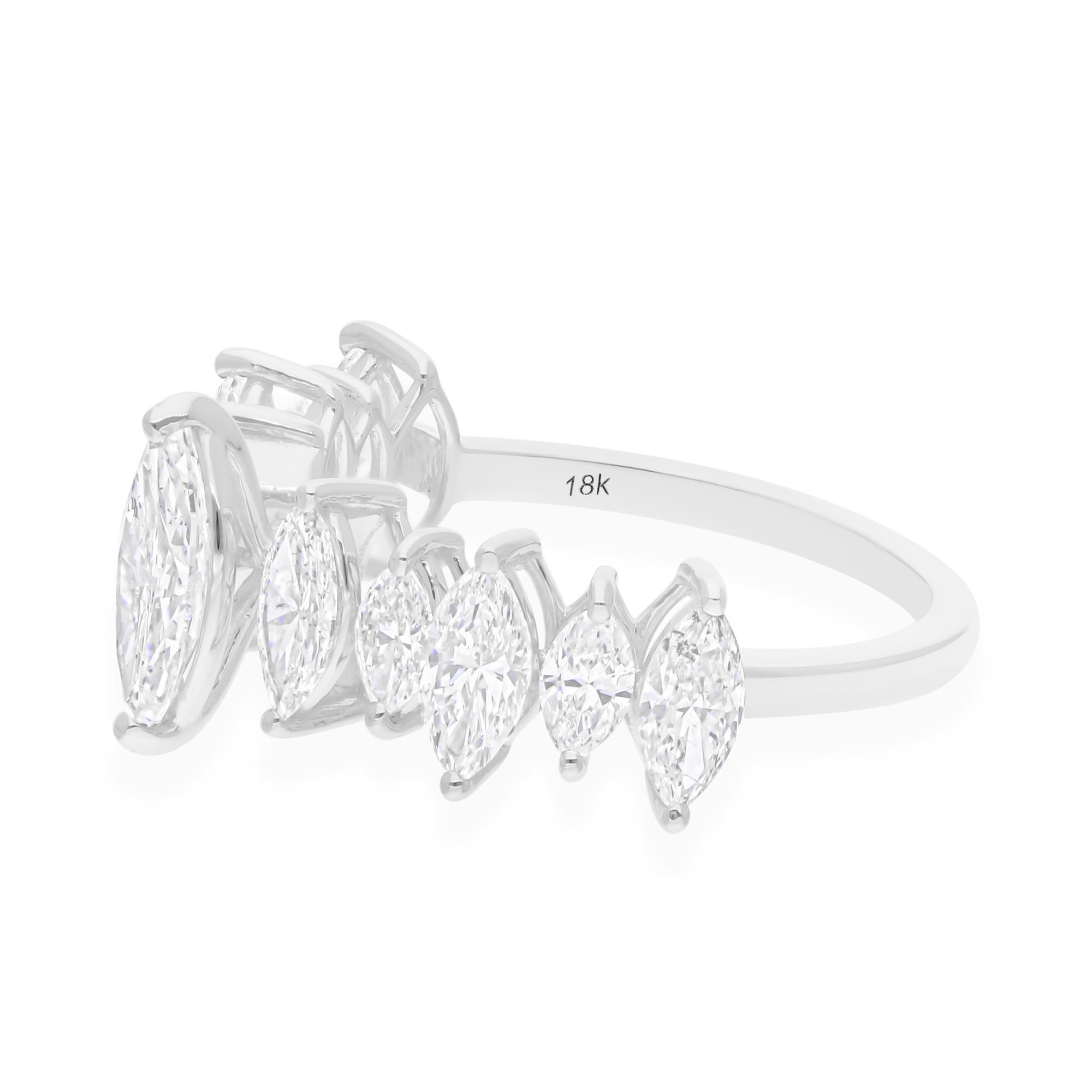 For Sale:  2.32ct Natural SI/H Diamond Half Eternity Engagement Band Ring 18k White Gold 6