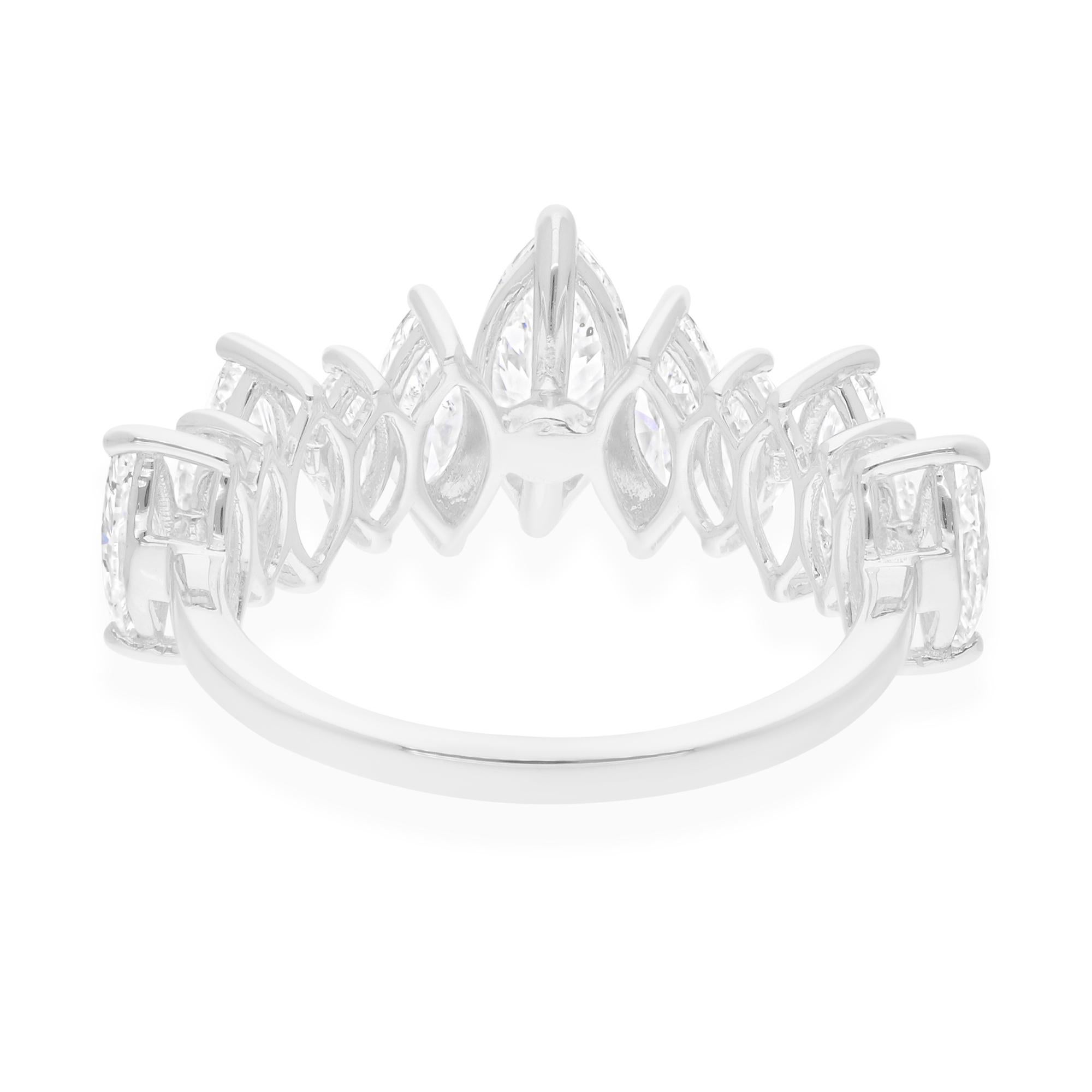 For Sale:  2.32ct Natural SI/H Diamond Half Eternity Engagement Band Ring 18k White Gold 7