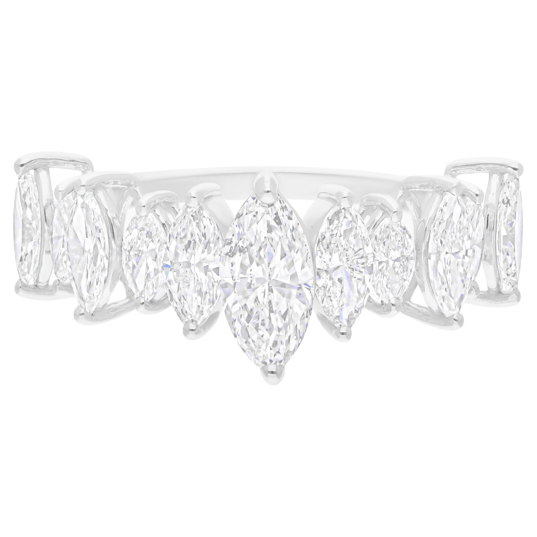 For Sale:  2.32ct Natural SI/H Diamond Half Eternity Engagement Band Ring 18k White Gold