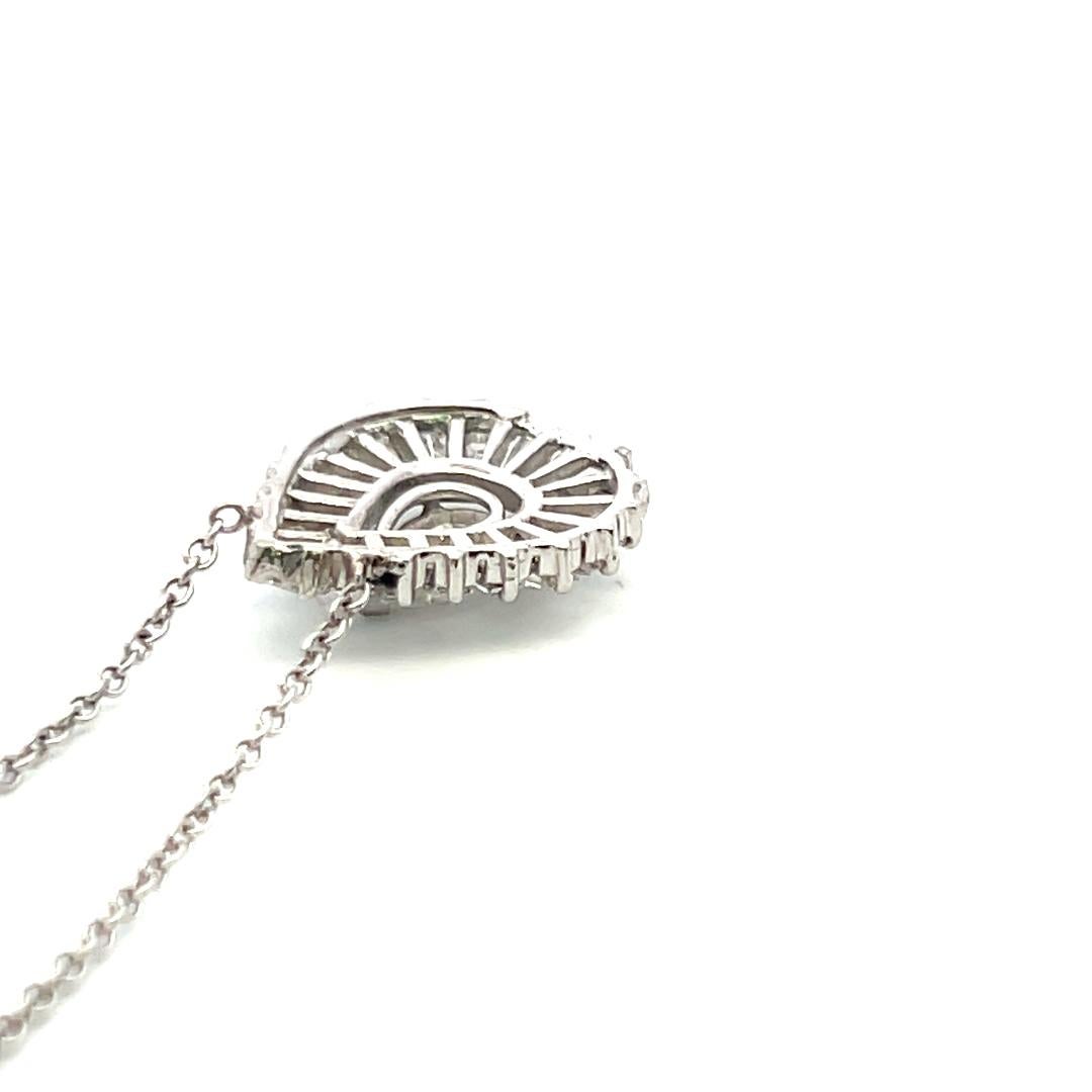 2,32ct Birne, Asscher & Baguette Diamant 14K Weißgold Vintage By Anhänger Halskette im Angebot 4