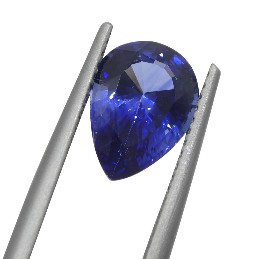 Women's or Men's 2.32ct Pear Blue Sapphire GIA Certified Sri Lanka For Sale