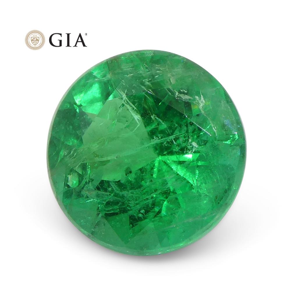 2.32 Carat Round Vivid Green Emerald Gia Certified Brazil For Sale 13