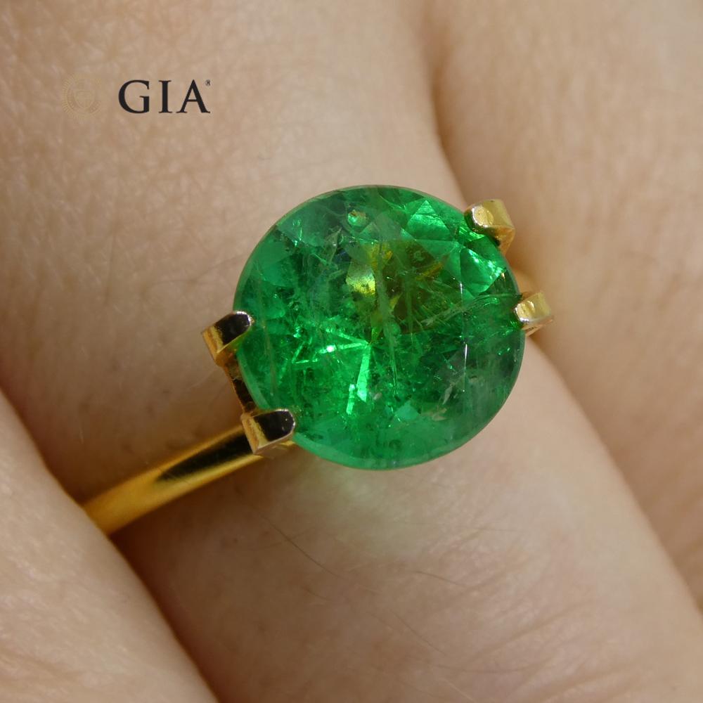 2.32 Carat Round Vivid Green Emerald Gia Certified Brazil For Sale 15
