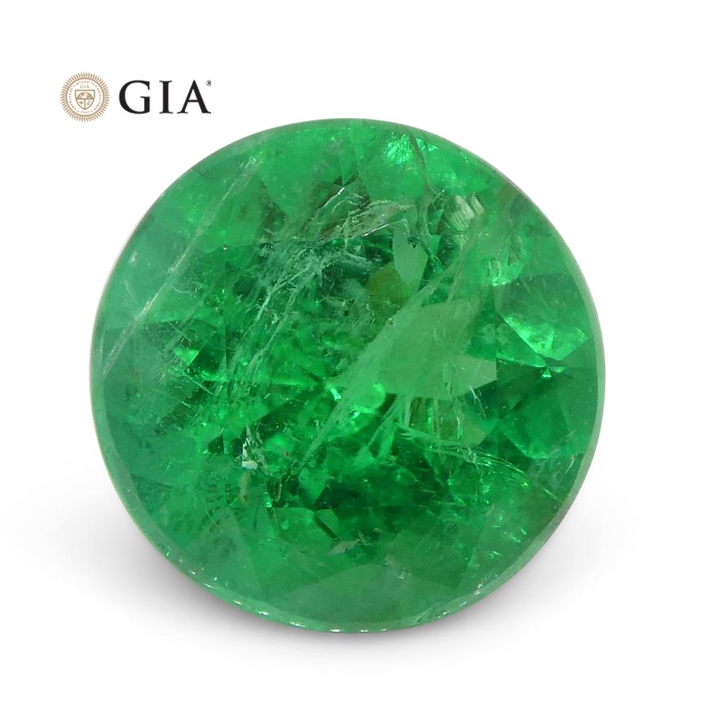 Women's or Men's 2.32 Carat Round Vivid Green Emerald Gia Certified Brazil For Sale