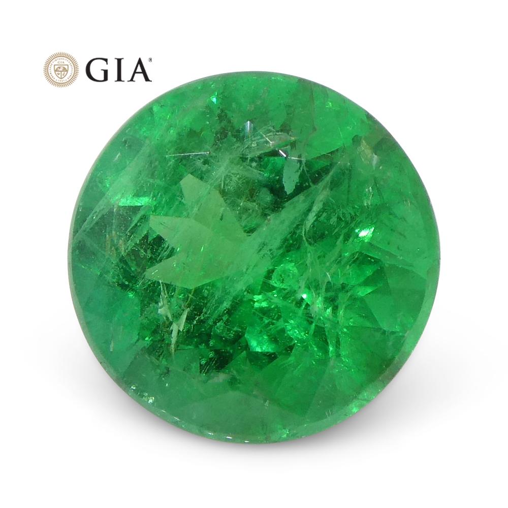 2.32 Carat Round Vivid Green Emerald Gia Certified Brazil For Sale 1