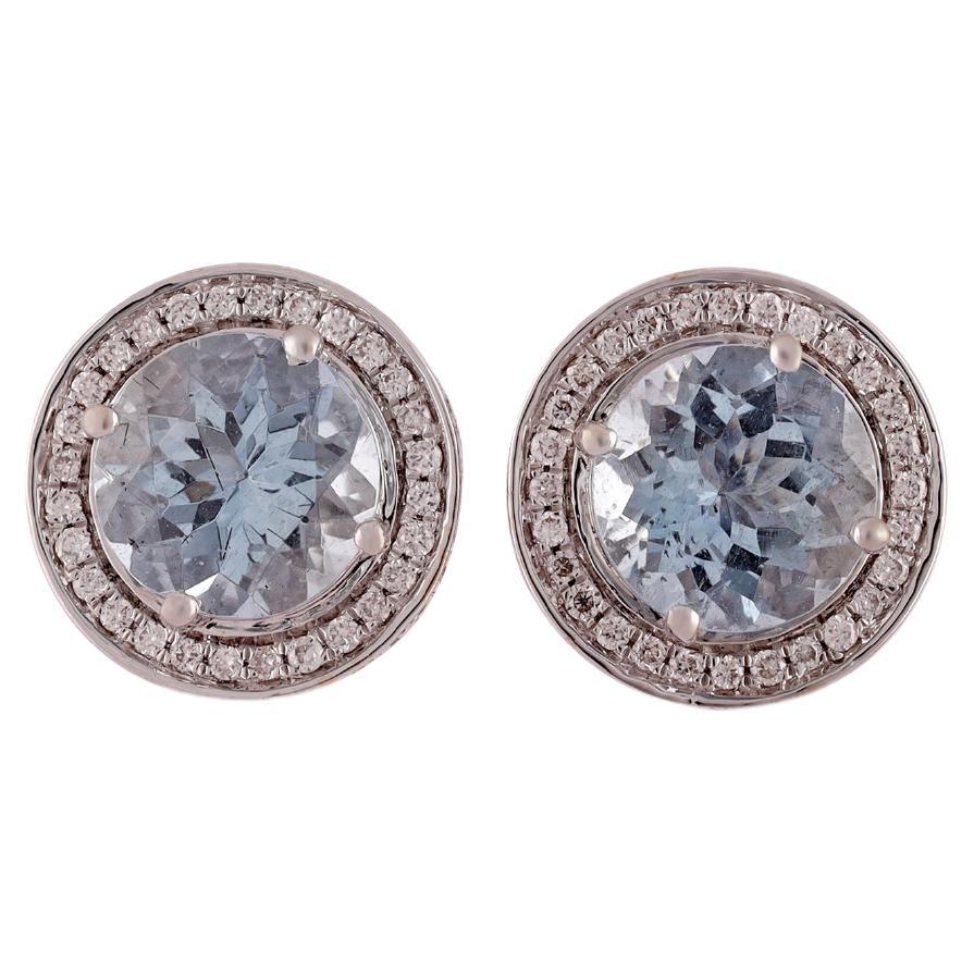 Pendientes de oro de 18 quilates con aguamarina y diamantes de 2,33 quilates