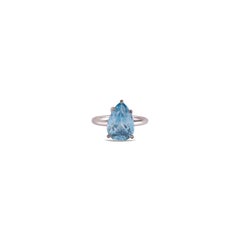 2.33 Carat Aquamarine Ring Stud in 18k White Gold