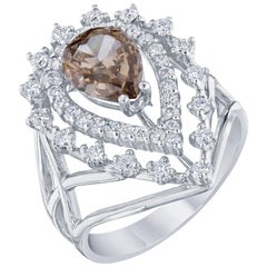 2.33 Carat Brown Diamond White Diamond Cocktail Ring