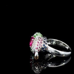 2.33 Carat Burmese Ruby and Diamond 18 Karat Gold Ring with Tsavorite Accents