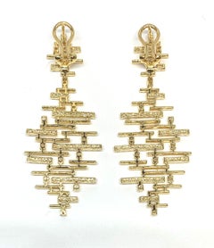 Chandelier Diamond, Yellow Gold French Clip Dangle Earrings, 2.33 ct. t.w.