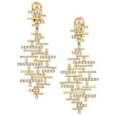 Chandelier Diamond, Yellow Gold French Clip Dangle Earrings, 2.33 ct. t.w.