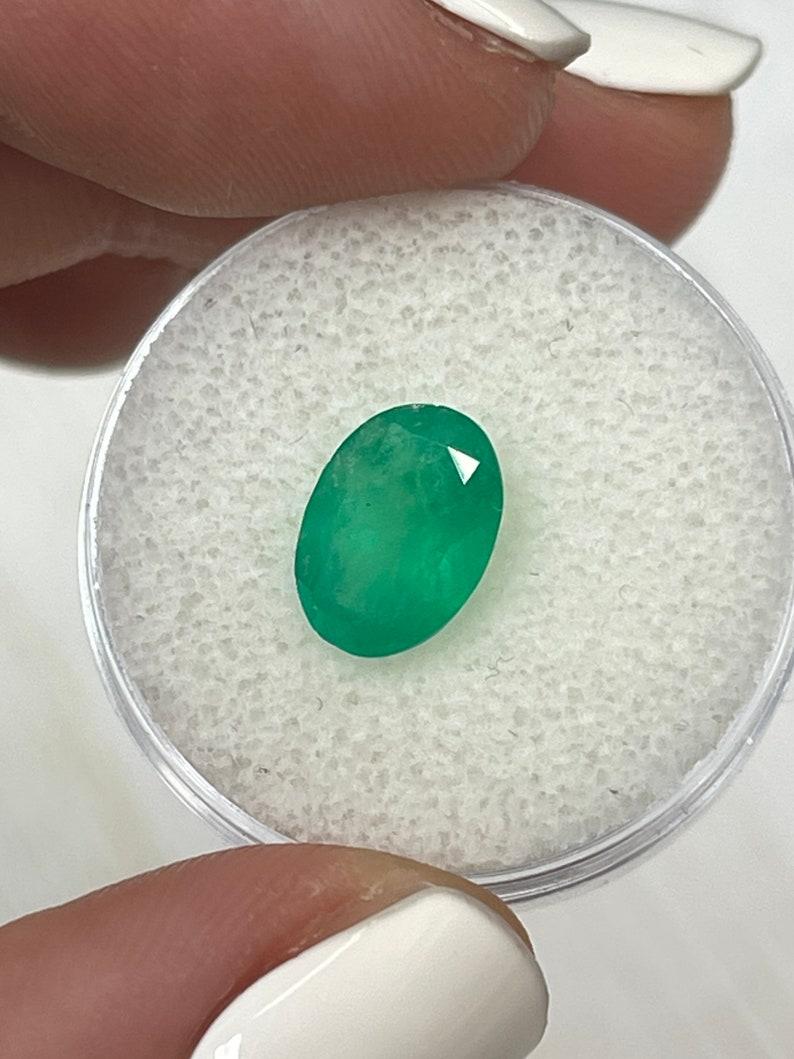 Modern 2.33 Carat Medium Forest Green Colombian Emerald - Oval Cut May Birthstone Gem For Sale
