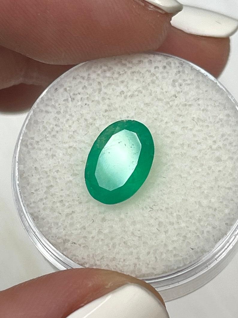 2.33 Carat Medium Forest Green Colombian Emerald - Oval Cut May Birthstone Gem In New Condition For Sale In Jupiter, FL