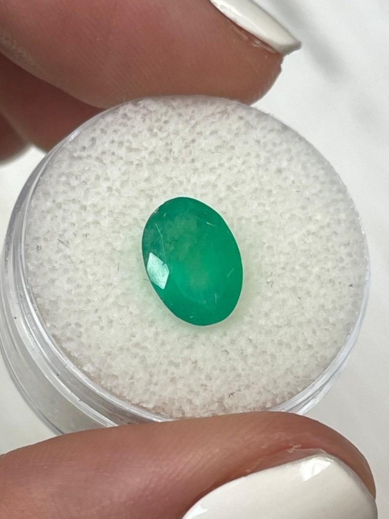 Women's or Men's 2.33 Carat Medium Forest Green Colombian Emerald - Oval Cut May Birthstone Gem For Sale