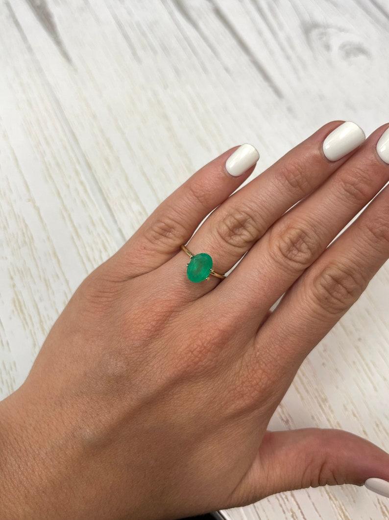2.33 Carat Medium Forest Green Colombian Emerald - Oval Cut May Birthstone Gem For Sale 3