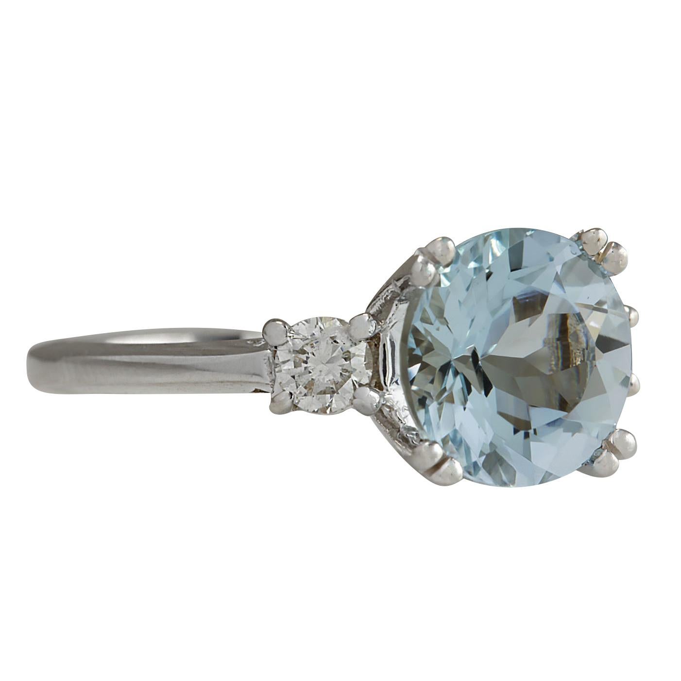 Stamped: 14K White Gold
Total Ring Weight: 4.0 Grams
Total Natural Aquamarine Weight is 2.11 Carat (Measures: 8.50x8.50 mm)
Color: Blue
Total Natural Diamond Weight is 0.22 Carat
Color: F-G, Clarity: VS2-SI1
Face Measures: 8.50x14.05 mm
Sku: