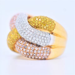 2.bague à pavage en diamant rose et jaune de 33 carats de couleur naturelle fantaisie