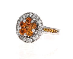 2.33 Carat Orange Sapphire Diamond White Gold Cocktail Ring