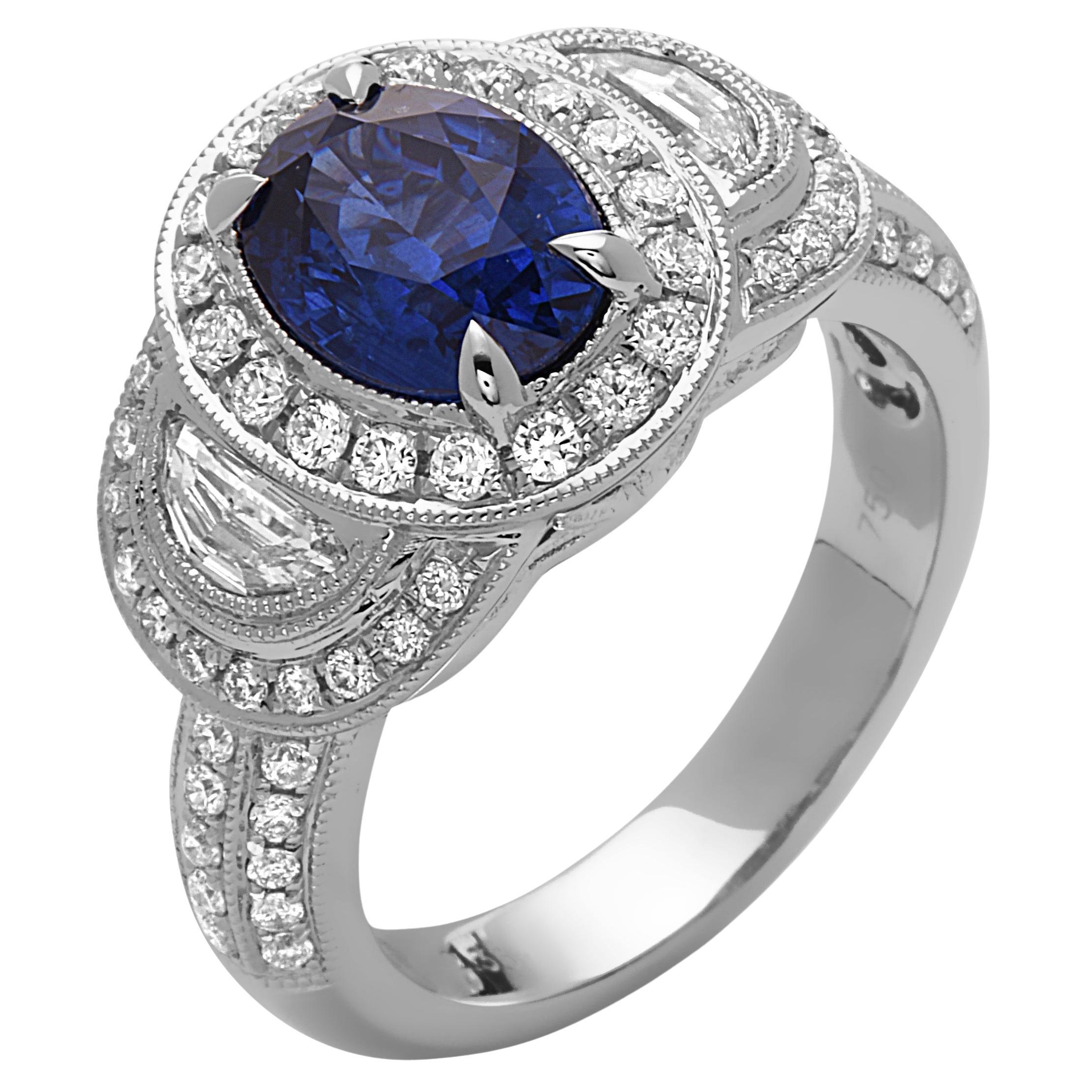 2.33 Carat Oval Sapphire and Diamond Cocktail Ring