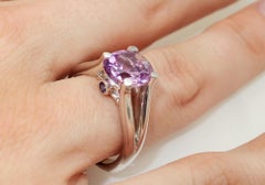 2.33 Carat Rose de France Amethyst and Sapphire Ring Estate Fine Jewelry