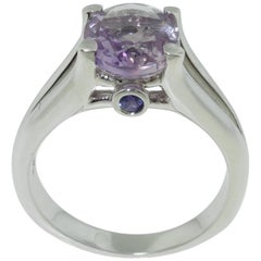 2.33 Carat Rose de France Amethyst and Sapphire Ring Estate Fine Jewelry