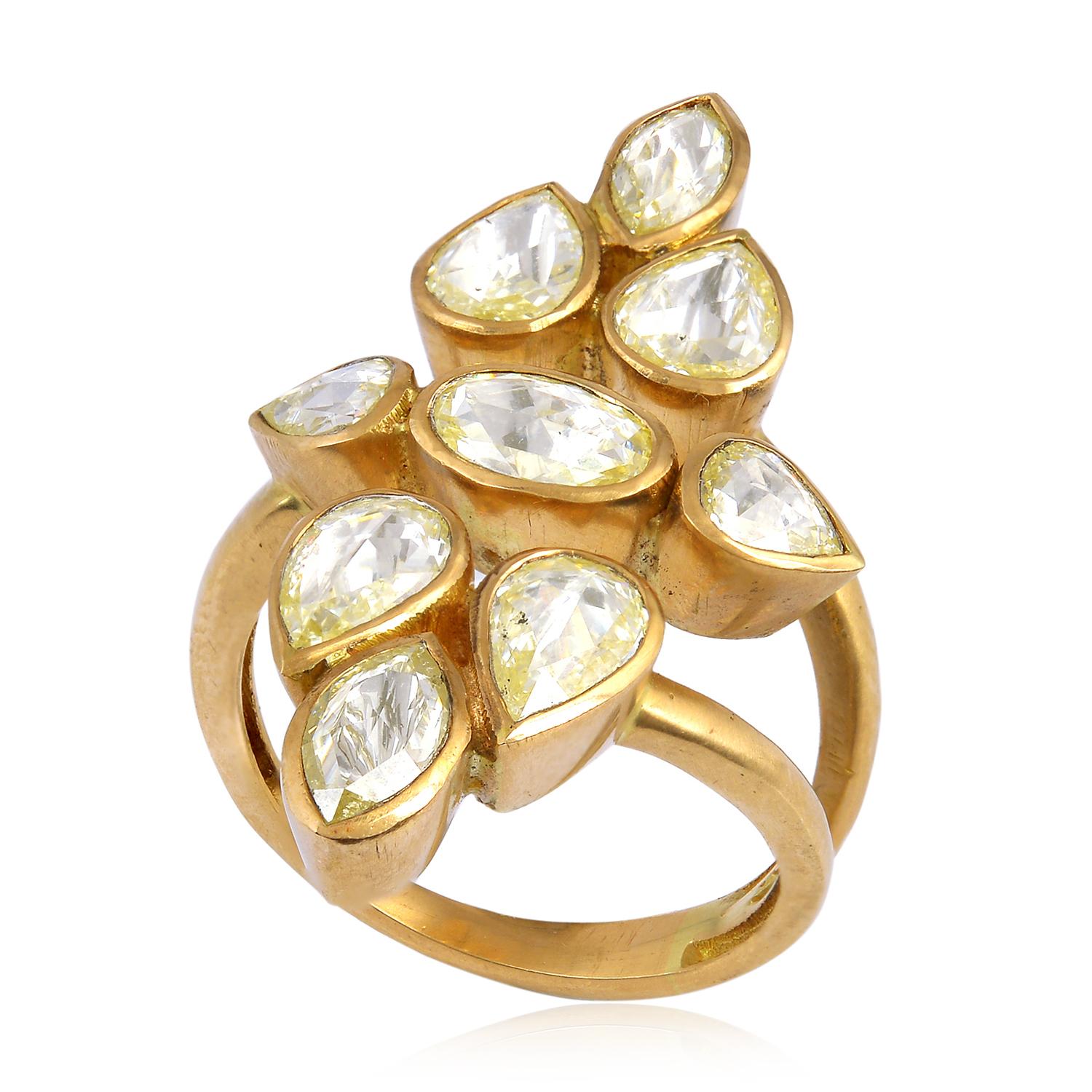 Modern 2.33 Carat Rosecut Diamond Mughal Ring For Sale