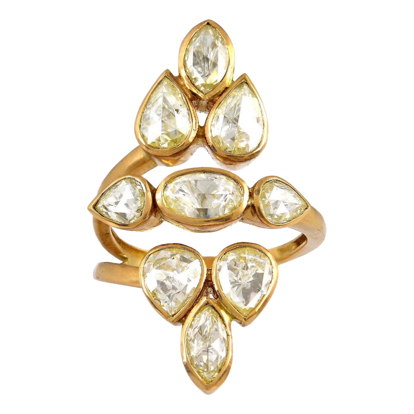 2.33 Carat Rosecut Diamond Mughal Ring For Sale