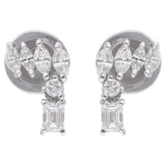 2.33 Carat Round Marquise & Emerald Cut Diamond Earrings 14 Karat White Gold