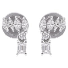 2,33 Karat runde Diamantohrringe mit Marquise und Smaragdschliff 14 Karat Weißgold