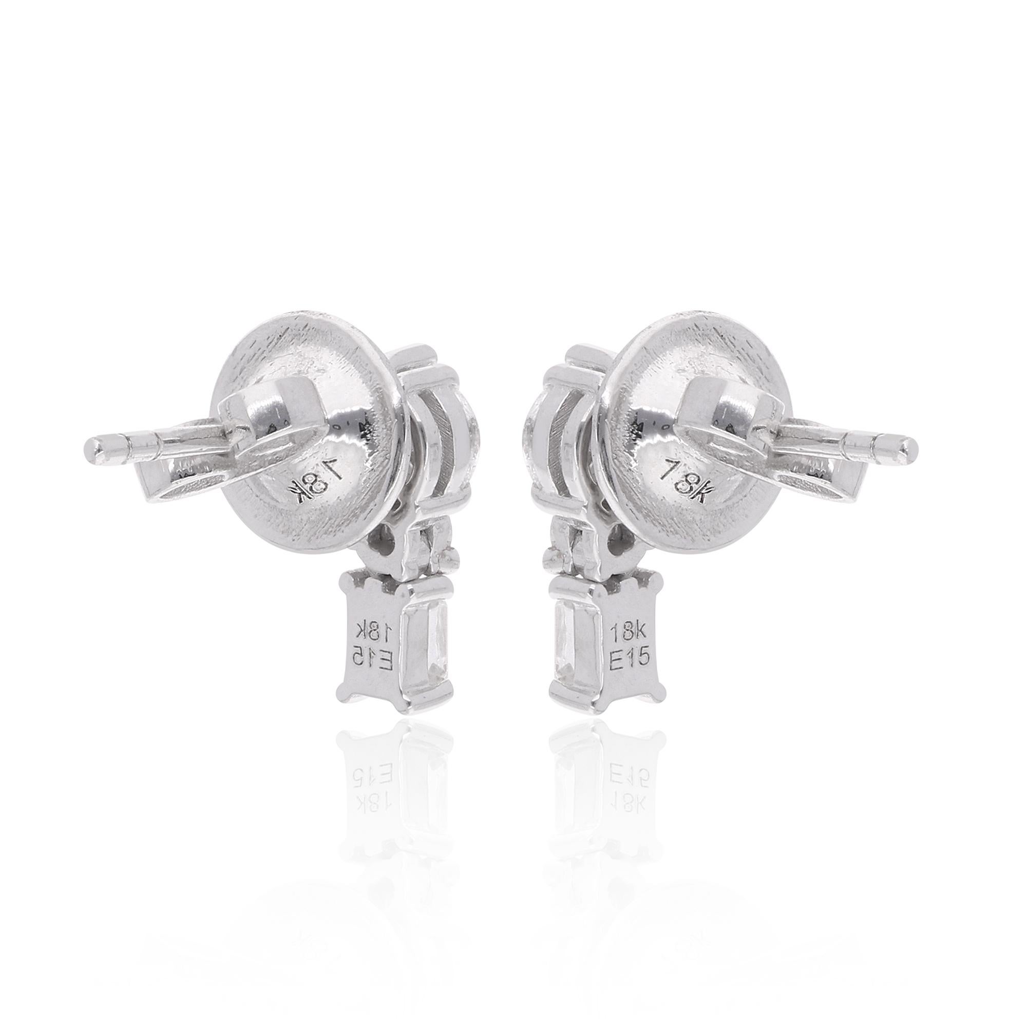 Women's 2.33 Carat Round Marquise & Emerald Cut Diamond Earrings 18 Karat White Gold For Sale